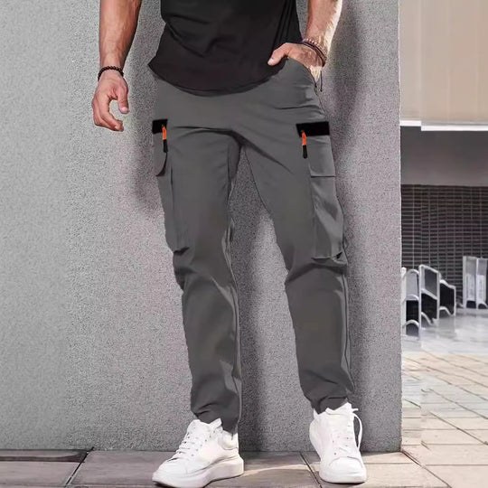 Herren Slim‑Tapered Utility‑Cargohose mit elastischem Bund, Kordelzug & Mehrfachklapptaschen Nord Taschen
