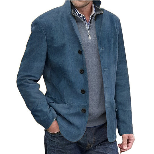 Herren Sakkoartige Velours-Überjacke mit Knopfleiste und Eingrifftaschen Nord Taschen