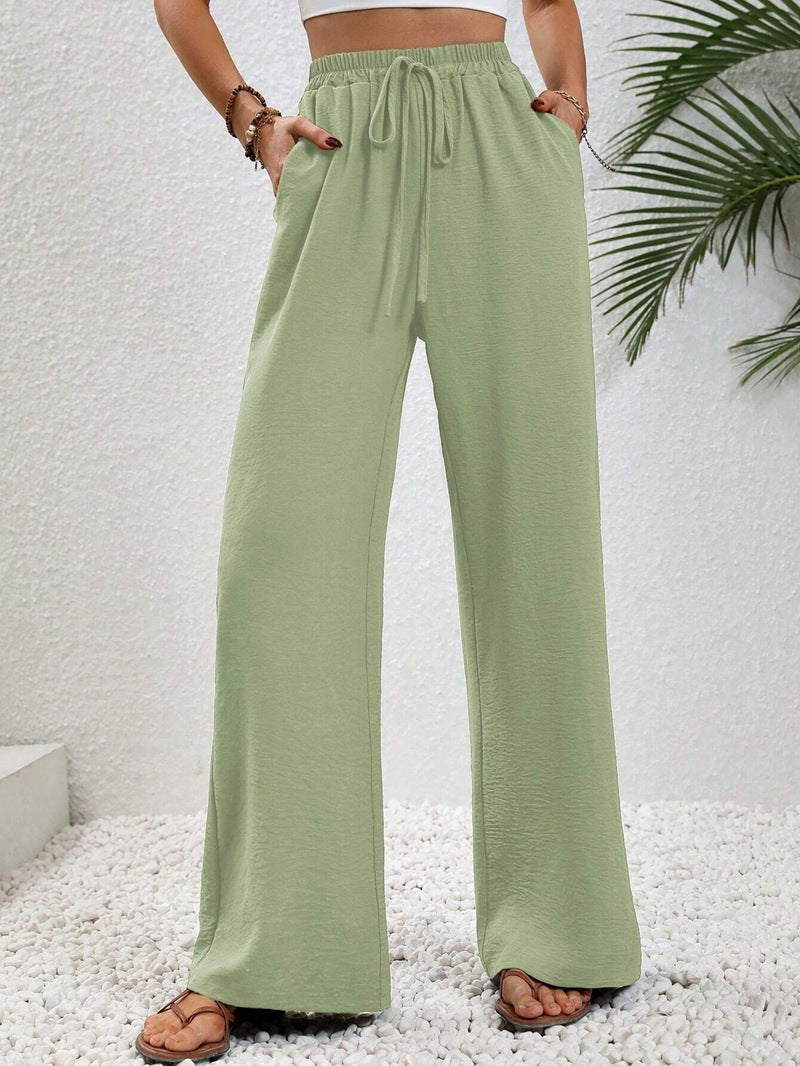 Damen Leichte Palazzo-Hose mit Gummibund, Tunnelzug und Seitentaschen Nord Taschen