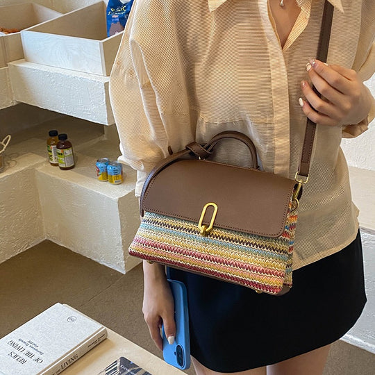 Damen elegante Satchel-Tasche mit geflochtener Ausstattung Nord Taschen