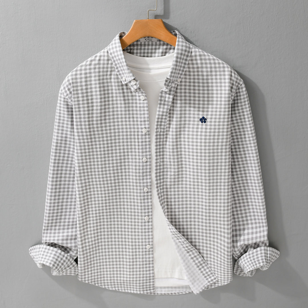 Herren Kariertes Baumwollhemd mit Button-Down-Kragen und relaxed Fit Nord Taschen