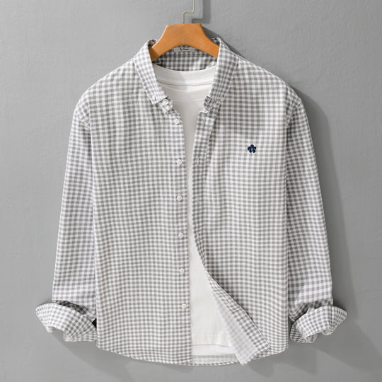 Herren Kariertes Baumwollhemd mit Button-Down-Kragen und relaxed Fit Nord Taschen