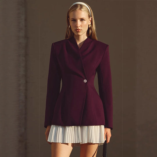 Damen Taillierter Blazer mit skulpturierter Taille, asymmetrischem Knopfdetail und verlängertem Saum Nord Taschen