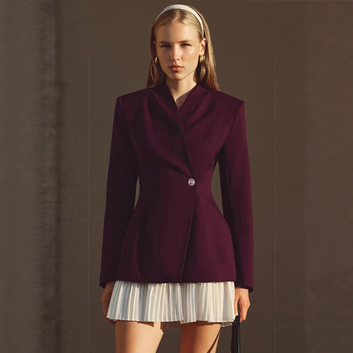 Damen Taillierter Blazer mit skulpturierter Taille, asymmetrischem Knopfdetail und verlängertem Saum Nord Taschen