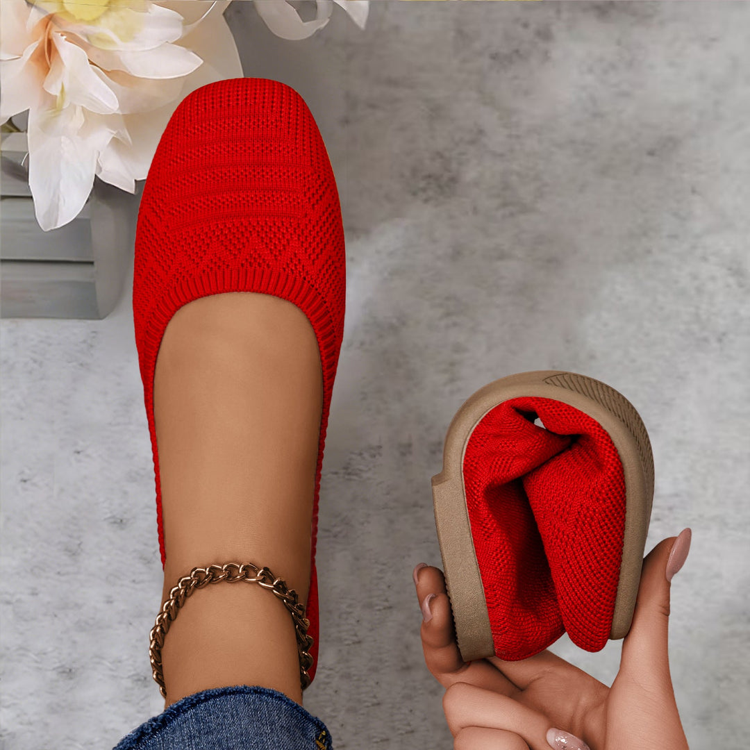 Damen Bequeme Ballerinas aus elastischem Strickmaterial mit flexibler Sohle