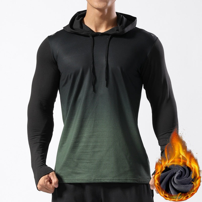 Herren Thermo-Langarm-Hoodie aus Funktionsstretch mit Kapuze, Daumenloch & feuchtigkeitsregulierender Fütterung Nord Taschen