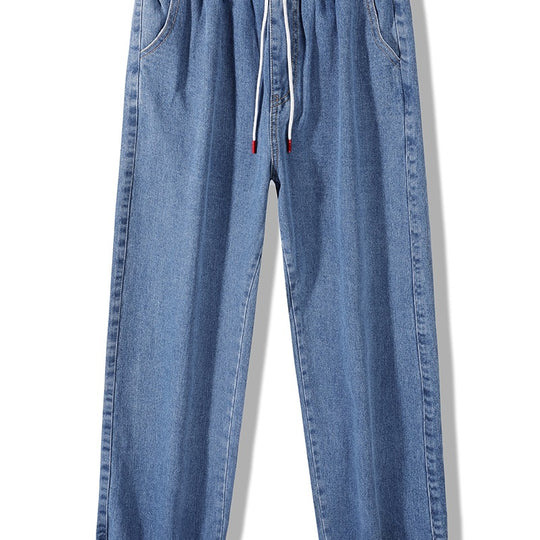 Herren Weite Denim-Jogginghose mit Elastbund, Tunnelzug & verstellbaren Beinabschlüssen Nord Taschen