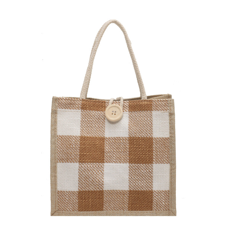 Damen Jute-Tasche im modernen Karomuster Nord Taschen