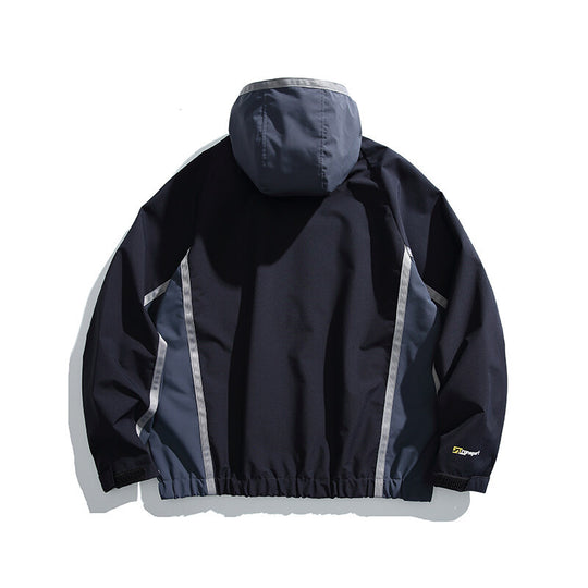 Unisex Wasserabweisende technische Kapuzenjacke mit Reflektorpaspeln und elastischem Saum Nord Taschen