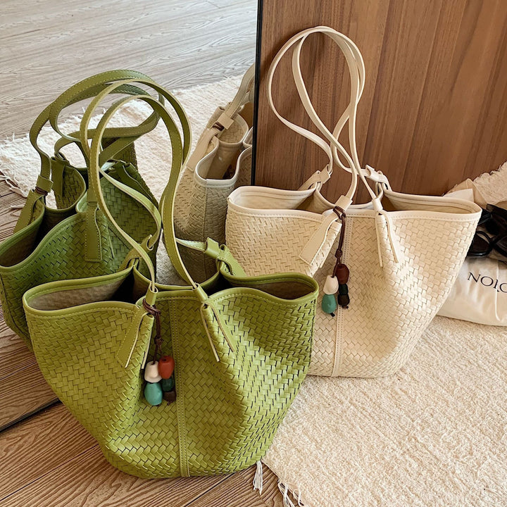 Damen hochwertige Geflecht Shopper-Tasche Nord Taschen