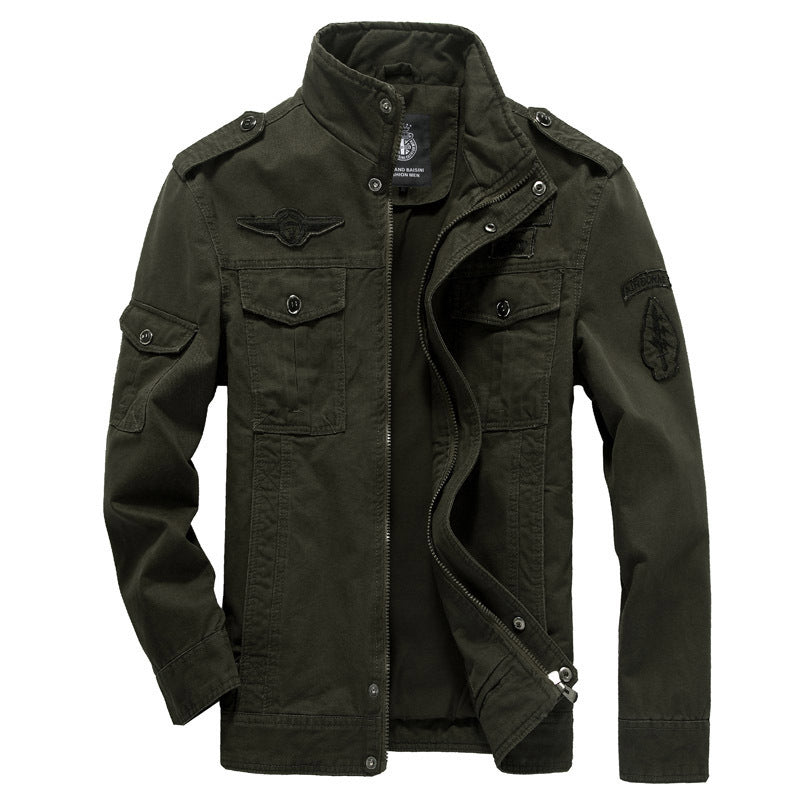 Herren  Canvas-Fieldjacke aus robustem Baumwoll-Twill mit Schulterklappen, Mehrfachtaschen und Stehkragen Nord Taschen