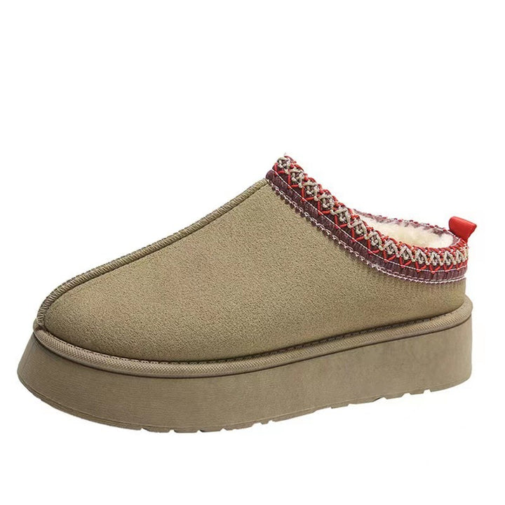 Damen  gemütliche Plateau-Hausschuh-Slipper mit weich gepolsterter Innenfütterung und dekorativem Zierbund Nord Taschen