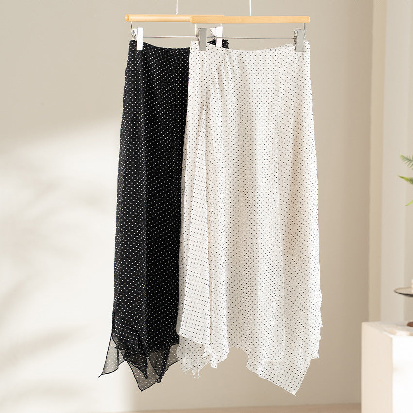 Damen Chiffonbluse mit Schleifenkragen, feinem Punktprint und dekorativen Falten Nord Taschen