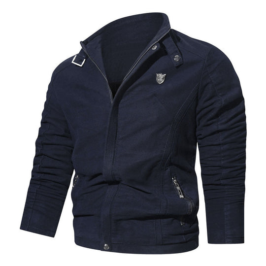 Herren Wildleder-Optik Zip-Blouson im Worker-Cut mit Stehkragen Nord Taschen