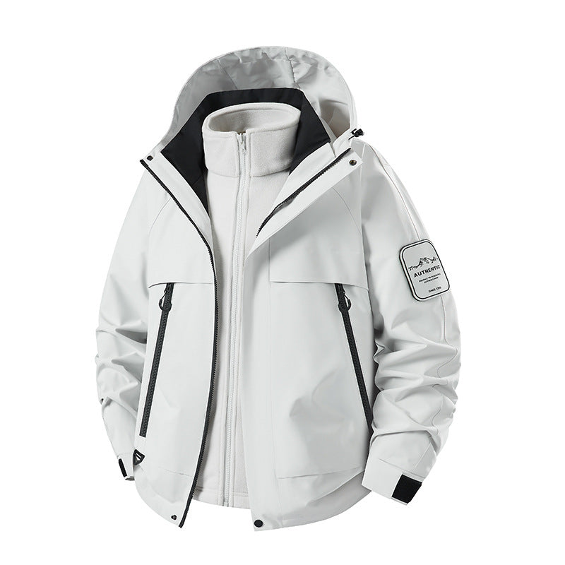 Herren multifunktionale Wasserfeste Softshell-Regenjacke mit abnehmbarer Fleece-Innenjacke Nord Taschen