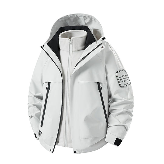 Herren multifunktionale Wasserfeste Softshell-Regenjacke mit abnehmbarer Fleece-Innenjacke Nord Taschen