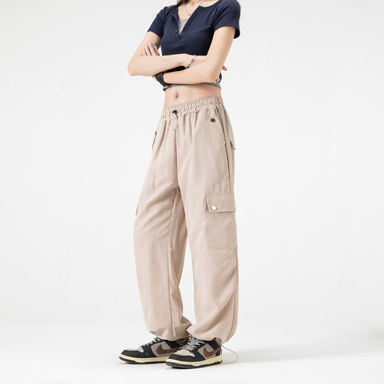 Damen Baggy-Cargo-Hose mit Tunnelzugbund, großen Klappentaschen und verstellbarem Saum Nord Taschen