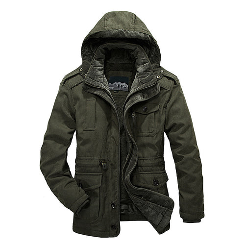 Herren Thermo-Canvas-Parka mit Sherpa-Innenfutter, abnehmbarer Kapuze und Multifunktions-Taschen Nord Taschen