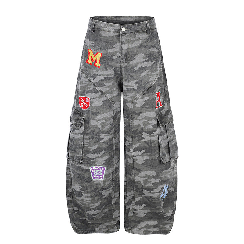 Damen Weite Cargo-Hose im Camouflage-Look mit Applikationen und Multi-Taschen Nord Taschen