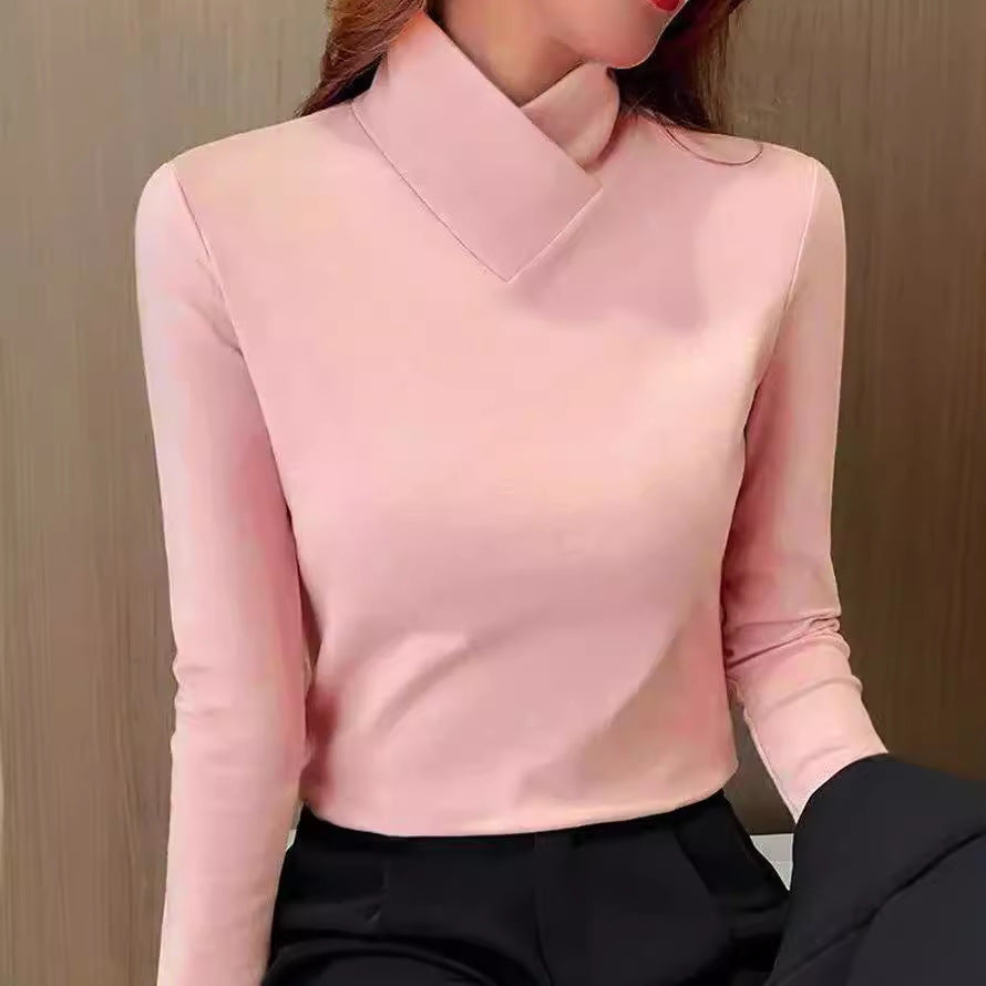 Bluse mit Asymmetrischem Kragen Langarm-design Elegant und Modern