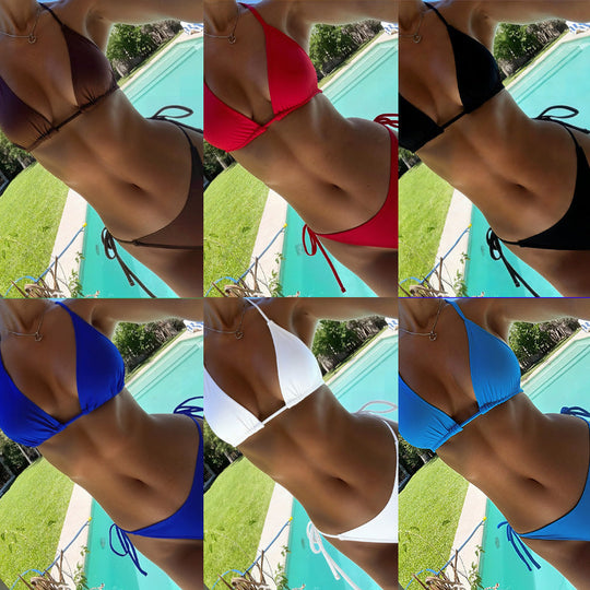 Damen Triangel-Bikini mit verstellbaren Trägern und charmantem Knoten