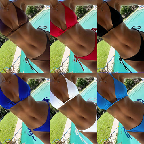 Damen Triangel-Bikini mit verstellbaren Trägern und charmantem Knoten
