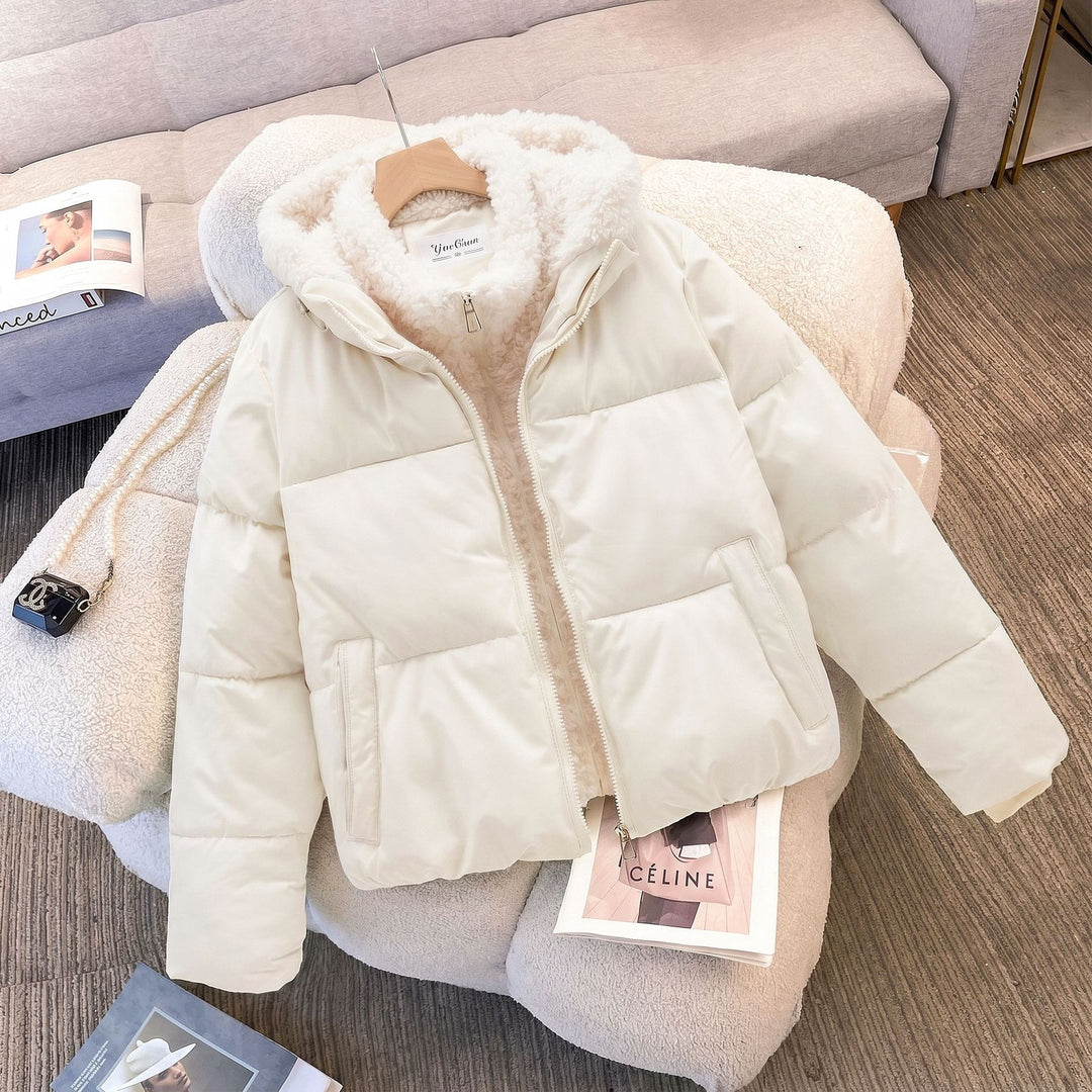 Damen nan kompakte Steppjacke mit Sherpa-Innenkapuze, wärmender Thermoisolierung und verdecktem Zweiwege-Reißverschluss Nord Taschen