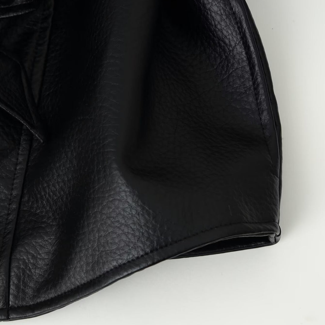 Damen Kurzblazer aus veganem Leder mit Schalkragen und Taillenbindegürtel Nord Taschen