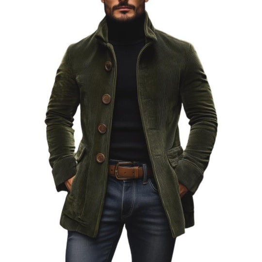 Herren Kordmantel mit Stehkragen und taillierter Silhouette Nord Taschen