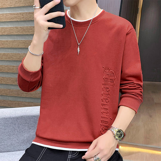 Herren Casual‑Sweatshirt mit seitlicher 3D‑Prägung, Rundhalsausschnitt und Rippbündchen Nord Taschen