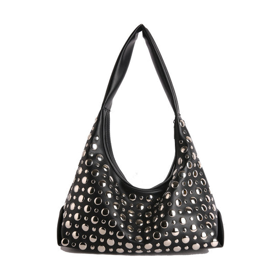 Damen Hobo-Tasche aus hochwertigem Kunstleder mit stilvollen Nietenakzenten Nord Taschen