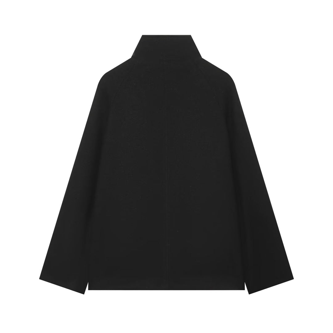 Damen Kurzes Doppelreihiges Cape-Mantel mit Stehkragen und überschnittenen Ärmeln Nord Taschen