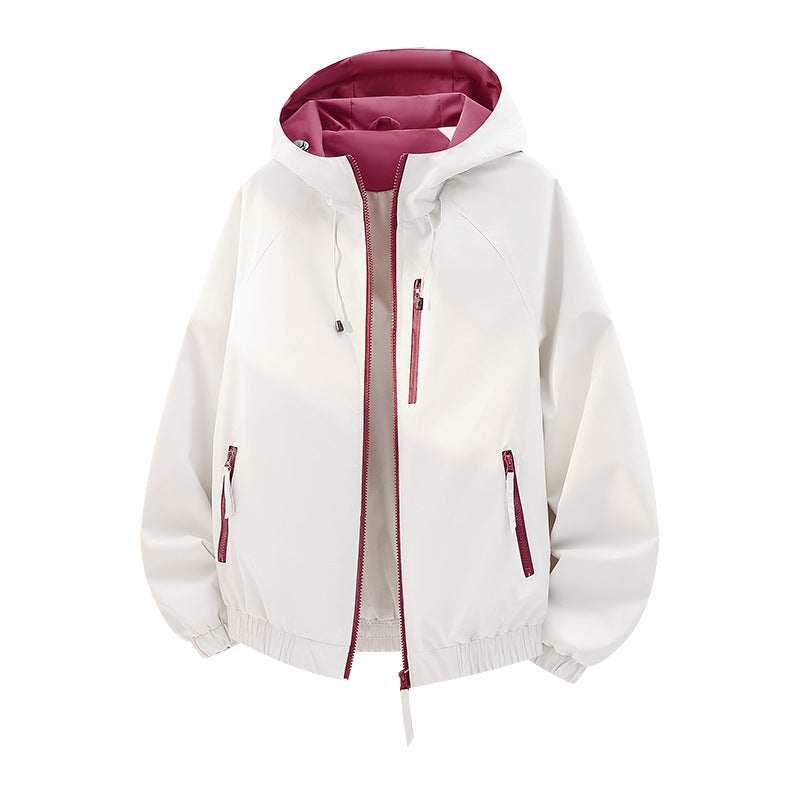 Damen Leichte Kapuzen‑Shelljacke im Urban‑Look mit kontrastfarbenem Futter, Reißverschlusstaschen und elastischem Bund Nord Taschen