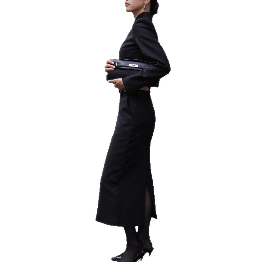 Damen Elegantes Etuikleid mit schmalem Stehkragen und Reißverschluss Nord Taschen