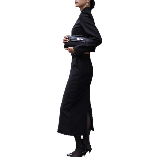 Damen Elegantes Etuikleid mit schmalem Stehkragen und Reißverschluss Nord Taschen