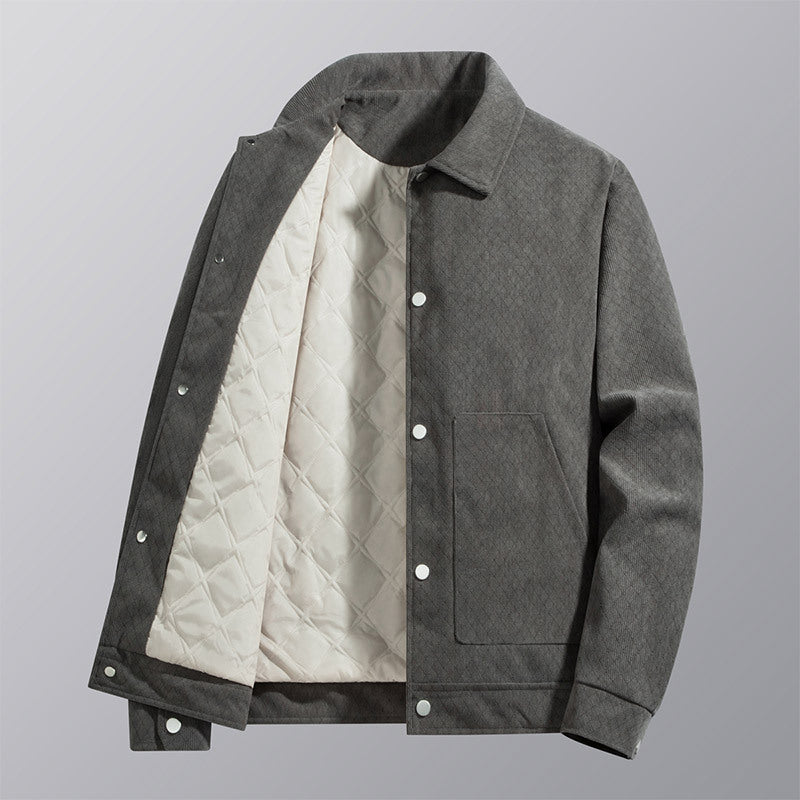 Men's  quilted-lined corduroy overshirt jacket with snap front and patch pockets Nord Taschen