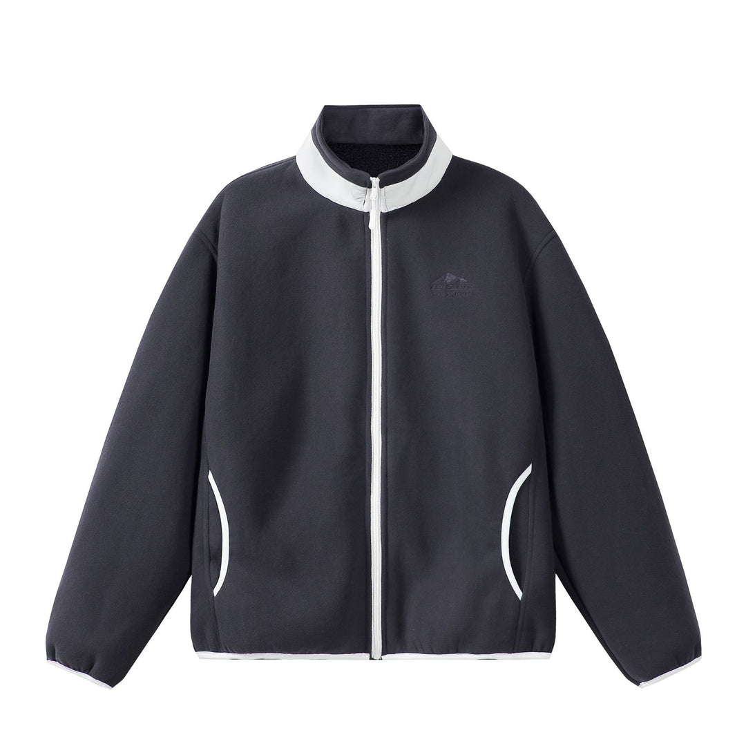 Unisex Oversize Fleece-Zipjacke mit Stehkragen und Kontrastpaspel Nord Taschen