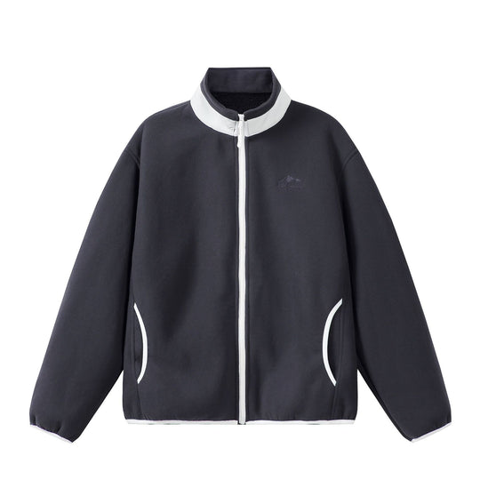 Unisex Oversize Fleece-Zipjacke mit Stehkragen und Kontrastpaspel Nord Taschen