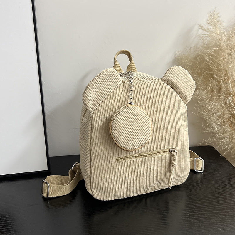 Damen verspielter Cord-Rucksack mit Tierohren Nord Taschen
