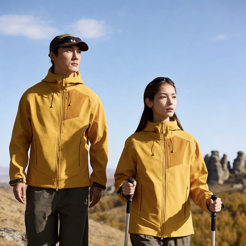 Herren Softshell-Trekkingjacke mit Kapuze atmungsaktiv winddicht dehnbar Nord Taschen