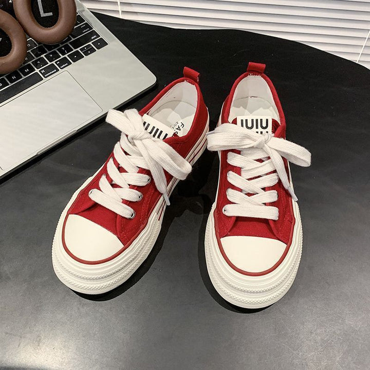Damen Canvas Sneakers mit kontrastierenden Details und bequemen Schnürsenkeln