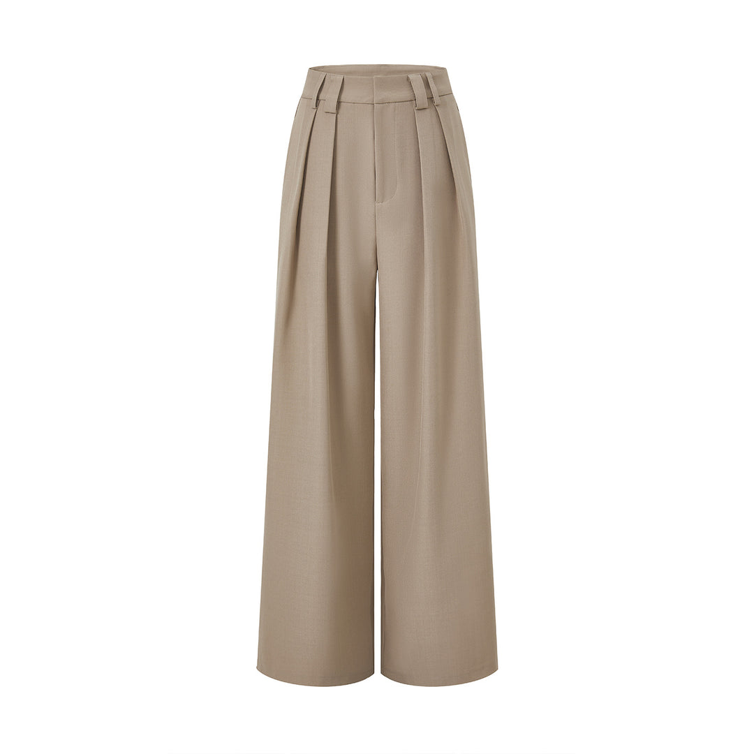 Damen Hochgeschnittene Palazzo-Hose mit Kellerfalten und weitem Bein Nord Taschen