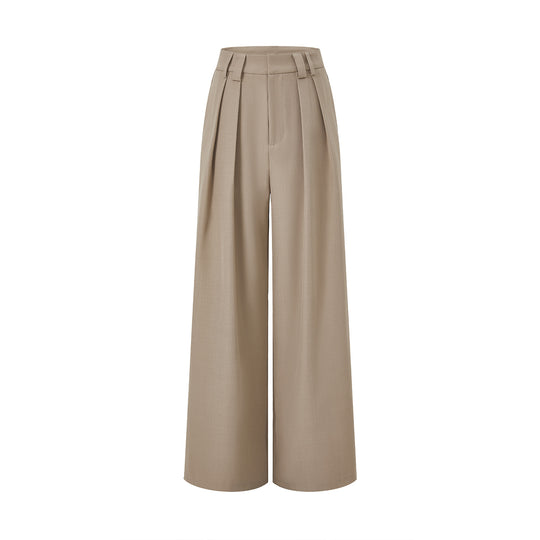 Damen Hochgeschnittene Palazzo-Hose mit Kellerfalten und weitem Bein Nord Taschen