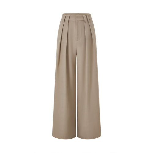 Damen Hochgeschnittene Palazzo-Hose mit Kellerfalten und weitem Bein Nord Taschen