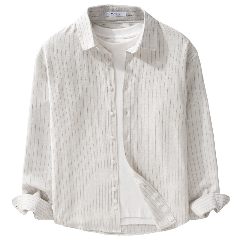 Herren Leichtes Nadelstreifen-Overshirt aus Leinen-Baumwollmix Nord Taschen