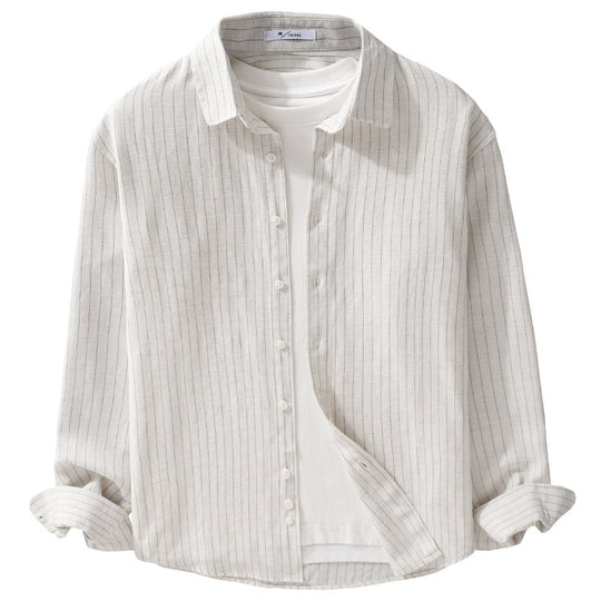 Herren Leichtes Nadelstreifen-Overshirt aus Leinen-Baumwollmix Nord Taschen