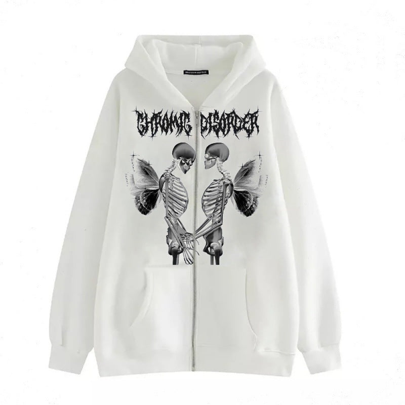 Damen nan Kapuzenjacke mit durchgehendem Reißverschluss und Rippenherz-Print Nord Taschen