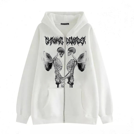 Damen nan Kapuzenjacke mit durchgehendem Reißverschluss und Rippenherz-Print Nord Taschen