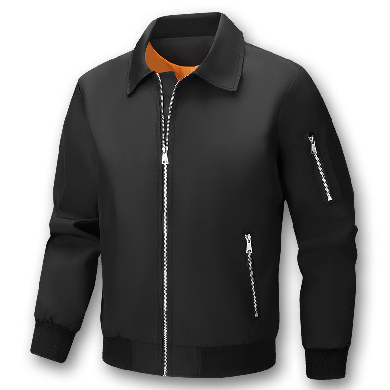 Herren Leichter Twill-Bomber mit kontrastierendem Futter, Reißverschlusstaschen und Ärmeltasche Nord Taschen
