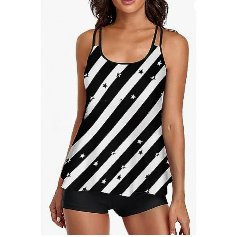 Damen Sportliches Tankini-Set mit bequemem Shorts und verstellbaren Trägern Nord Taschen